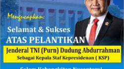 DPP Sasaka Nusantara Ucapkan Selamat atas Pelantikan Jenderal TNI (Purn) Dudung Abdurrachman sebagai Kepala Staf Kepresidenan
